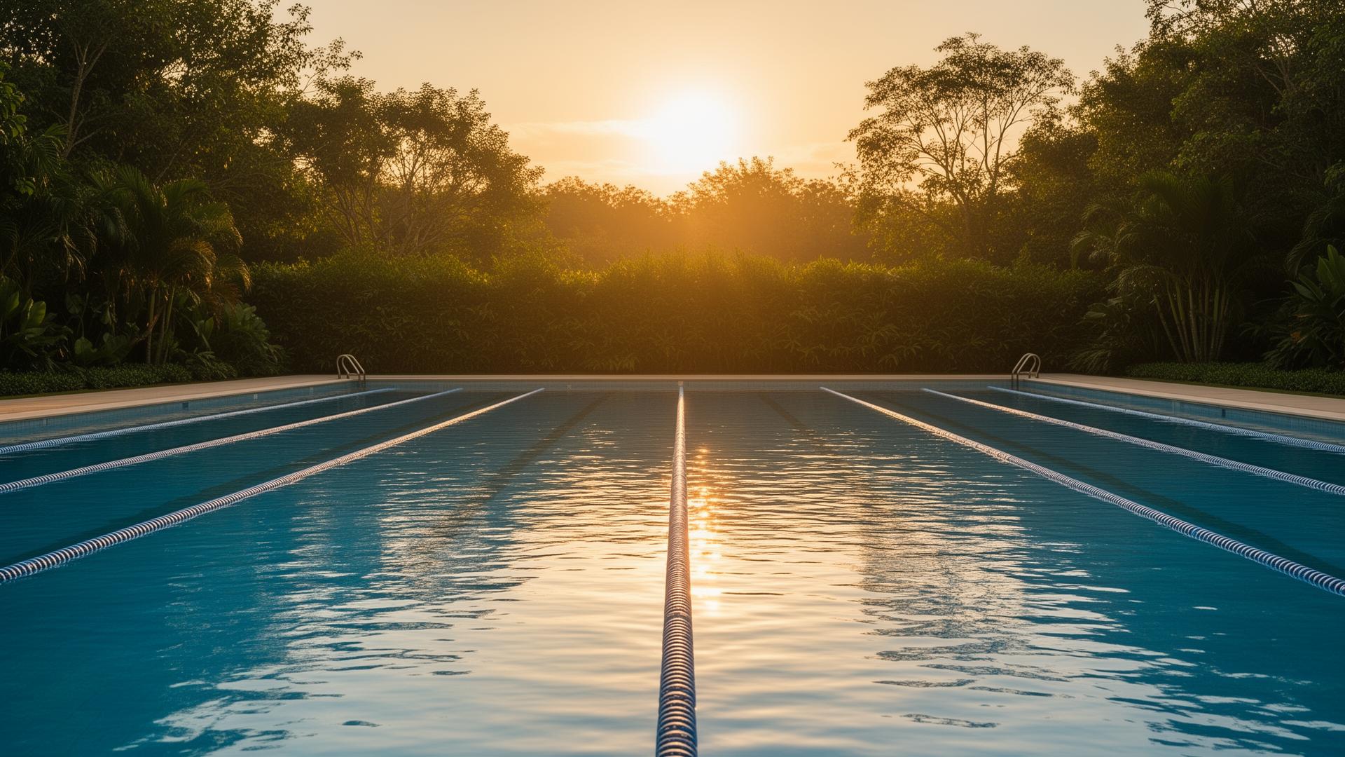 Sunlit swimming pool